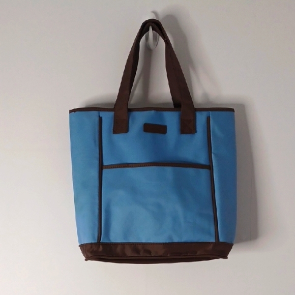 Curves Blue and Brown Tote Bag - Picture 1 of 12
